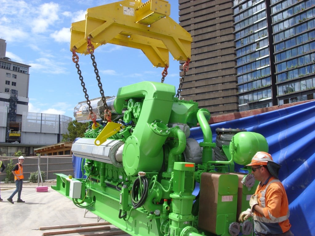 Sydney Central Park gas engine being positioned