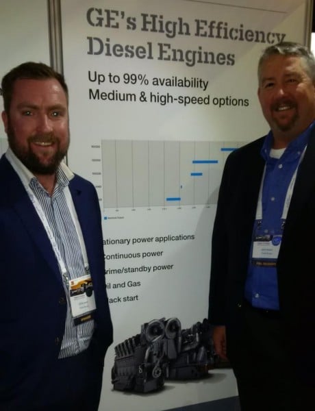 Diesel Engine Speccialist Chris Leane (r), Clarke Energy and from John Hebert (l), GE