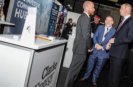 En Anglais: Prince William visits Clarke Energy stand at the International Business Festival 2018