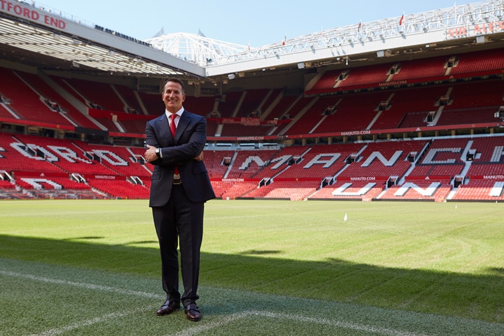 David Kohler, President and CEO of Kohler Co. at iconic Old Trafford Stadium – Kohler Co. Unveiled as Principal Partner of Manchester United – Kohler is the first shirt sleeve partner for both Manchester United men’s and women’s teams.