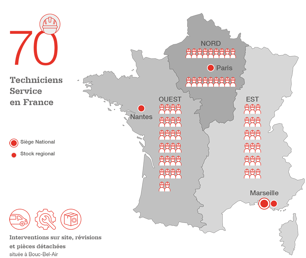 Clarke-Energy France-Service-Engineers-and Facilities Regional Map