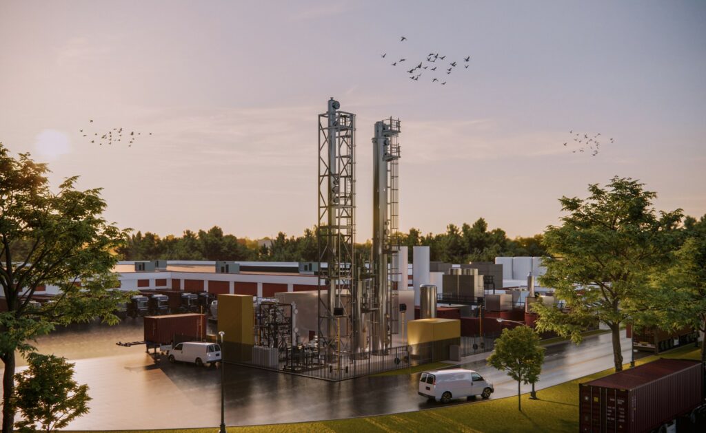 A conceptual image of a beverage grade CO2 recovery facility, currently under construction in New York.