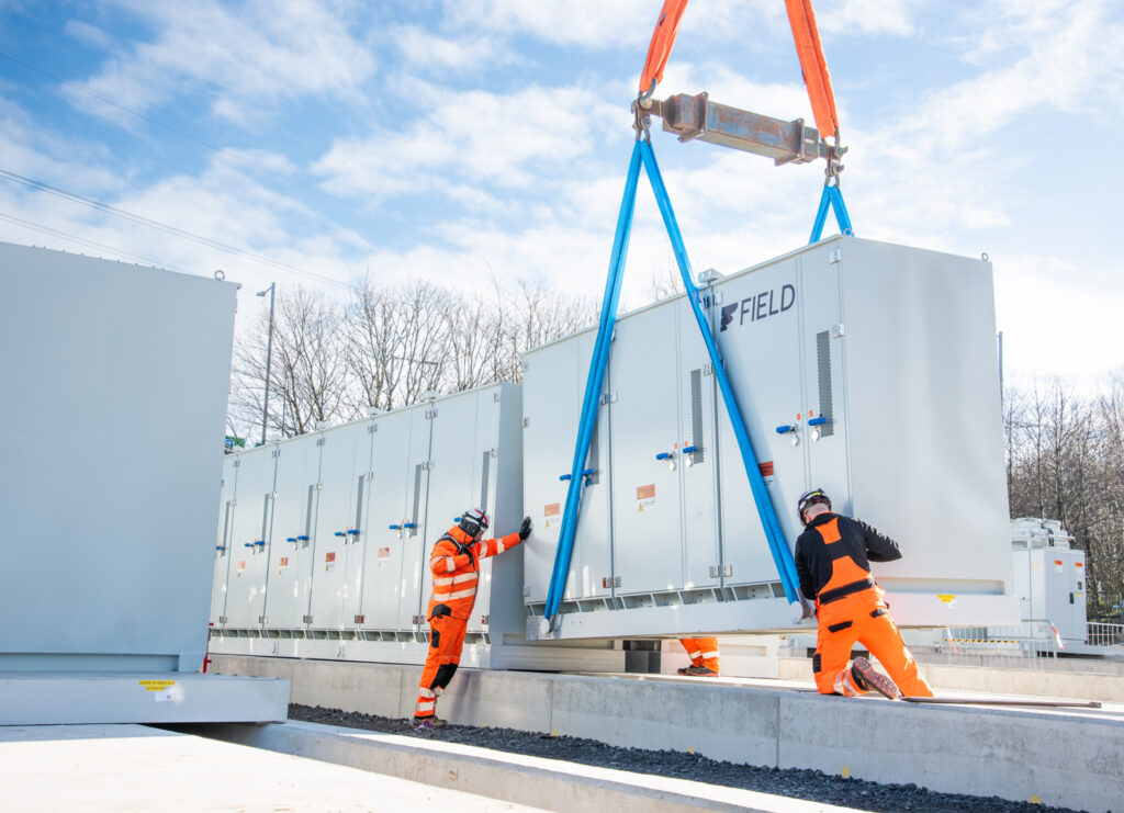 Image shows Clarke Energy engineer working at BESS site