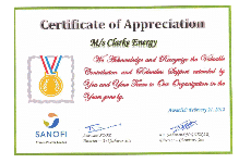 Certificate of Appreciation from Sanofi, India